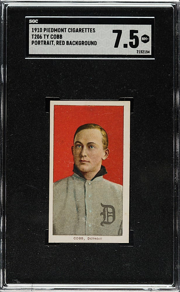 1910 T206 Ty Cobb Portrait Red Background card. 