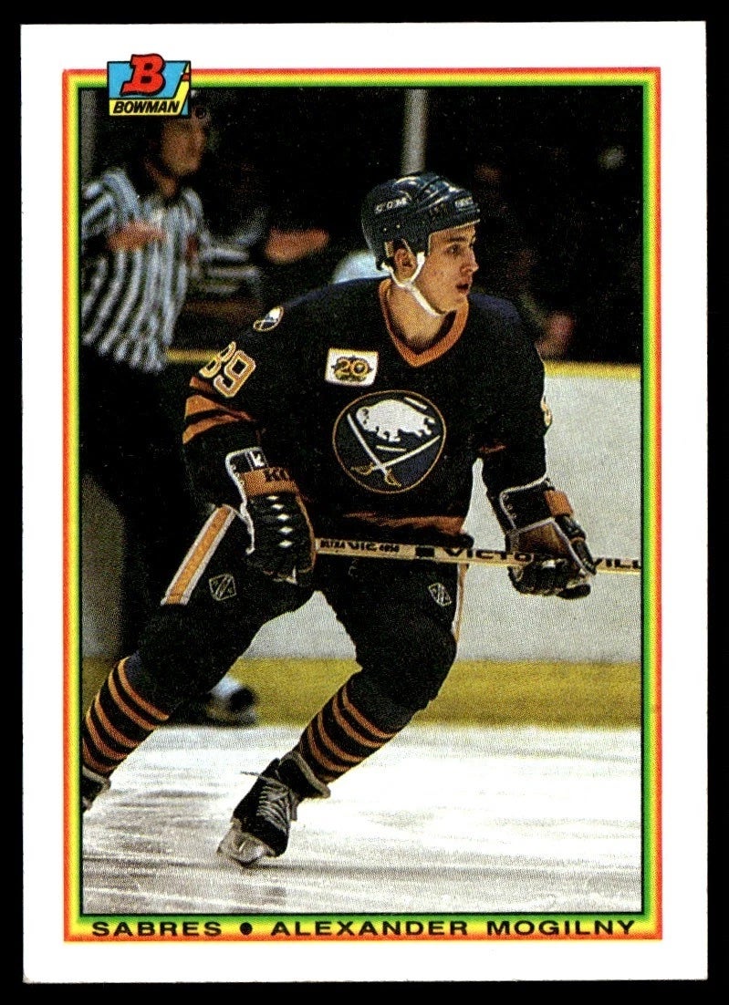 1990 Bowman Alex Mogilny rookie card. 