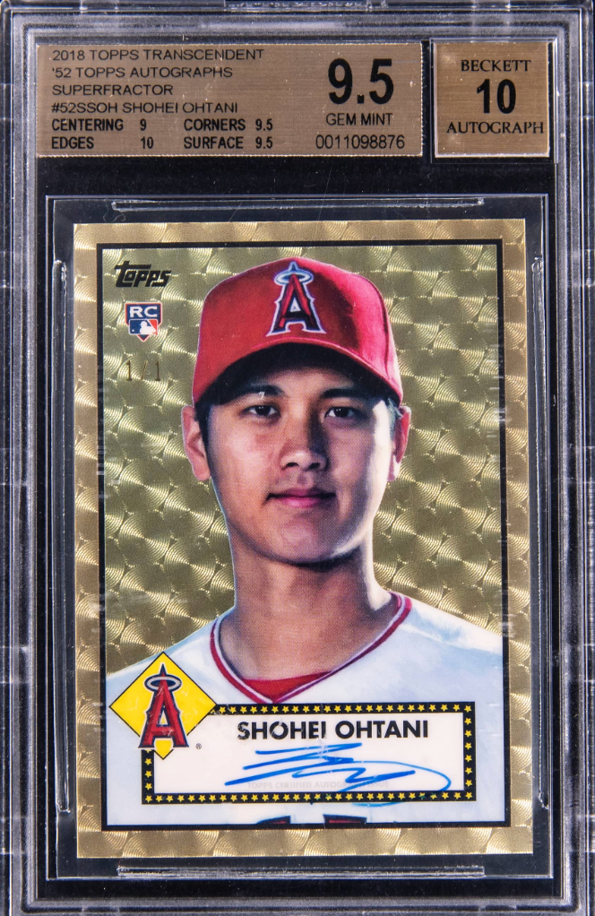 2018 Topps Transcendent ’52 Topps Autographs Shohei Ohtani Superfractor. 