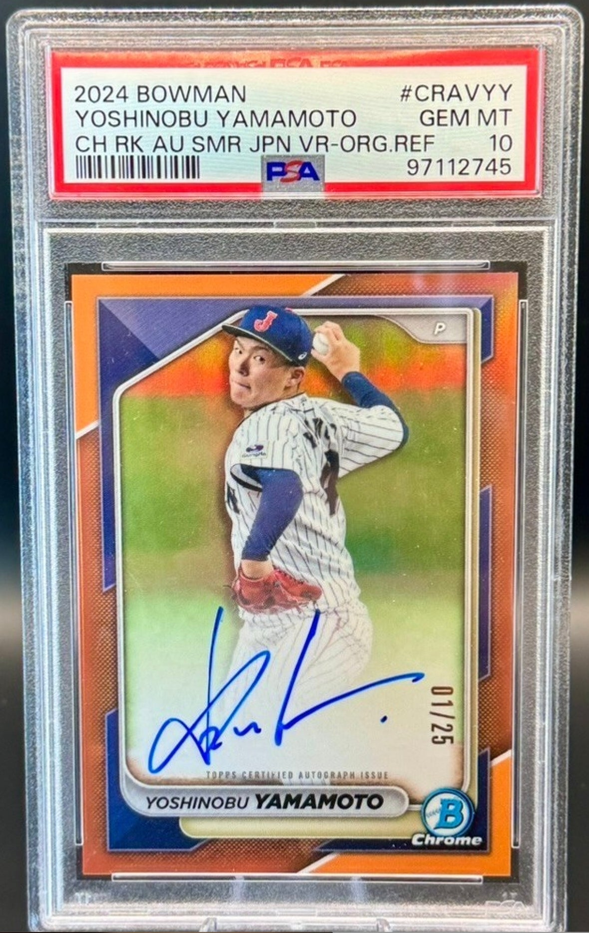 2024 Bowman Yoshinobu Yamamoto Orange Refractor. 
