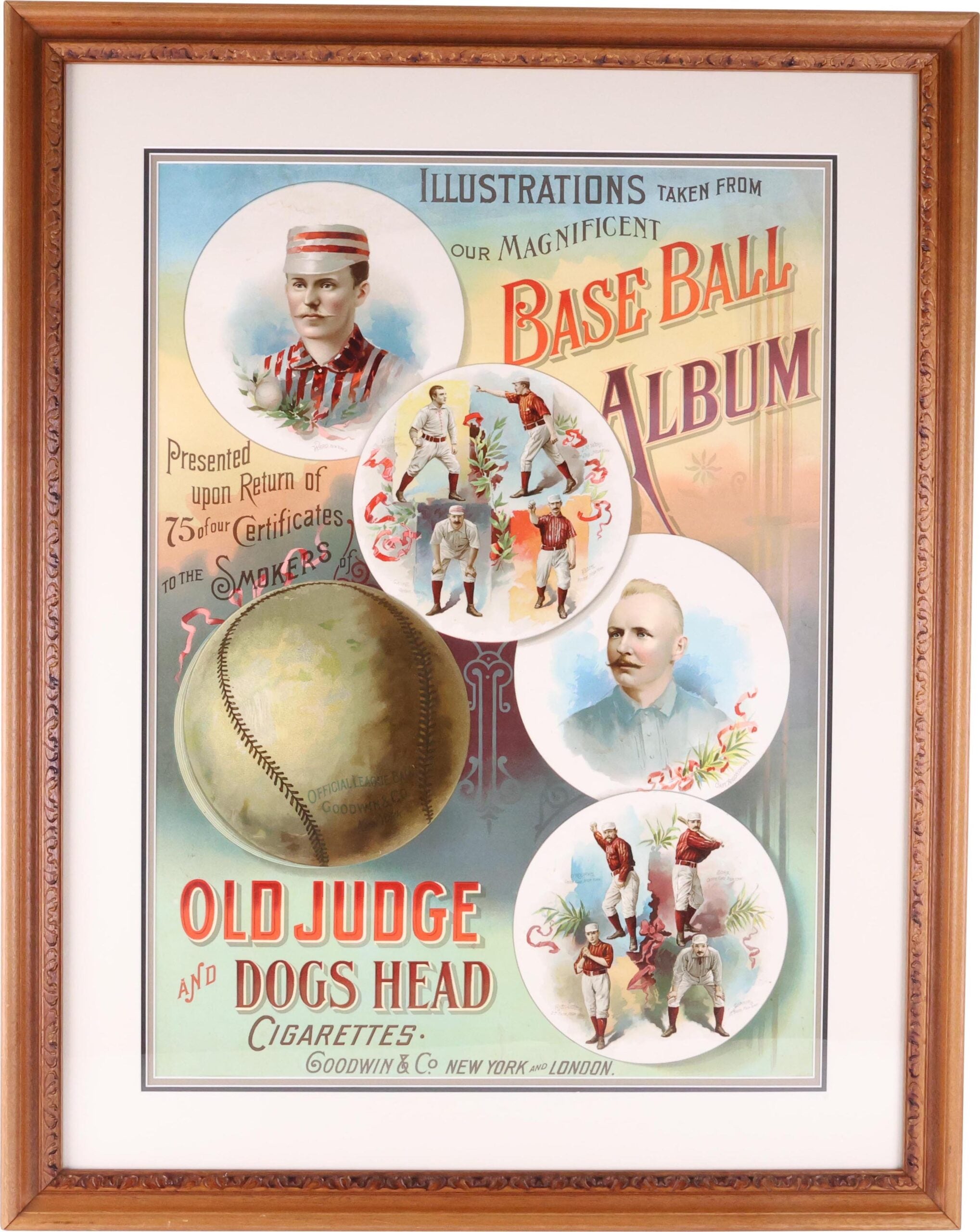 1889 Goodwin & Co. Old Judge Baseball Tobacco Round Album advertising poster