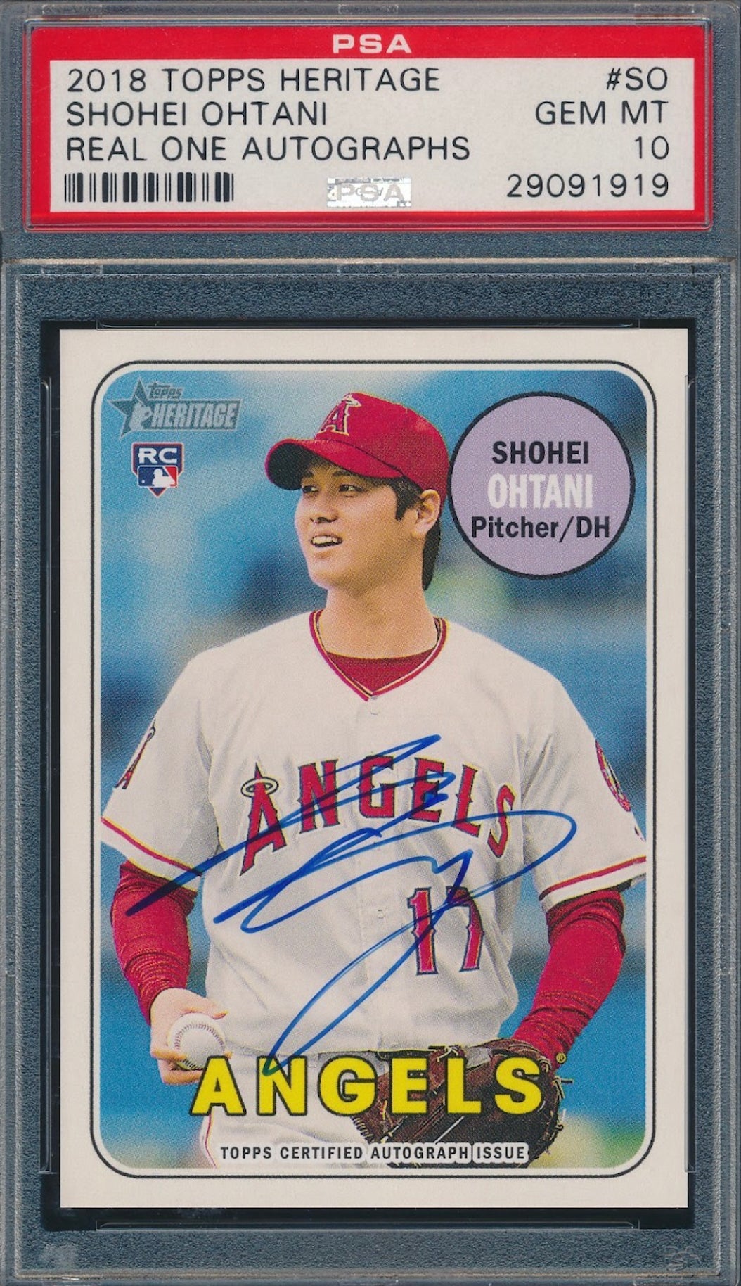 2018 Topps Heritage Shohei Ohtani Real One Autographs card. 