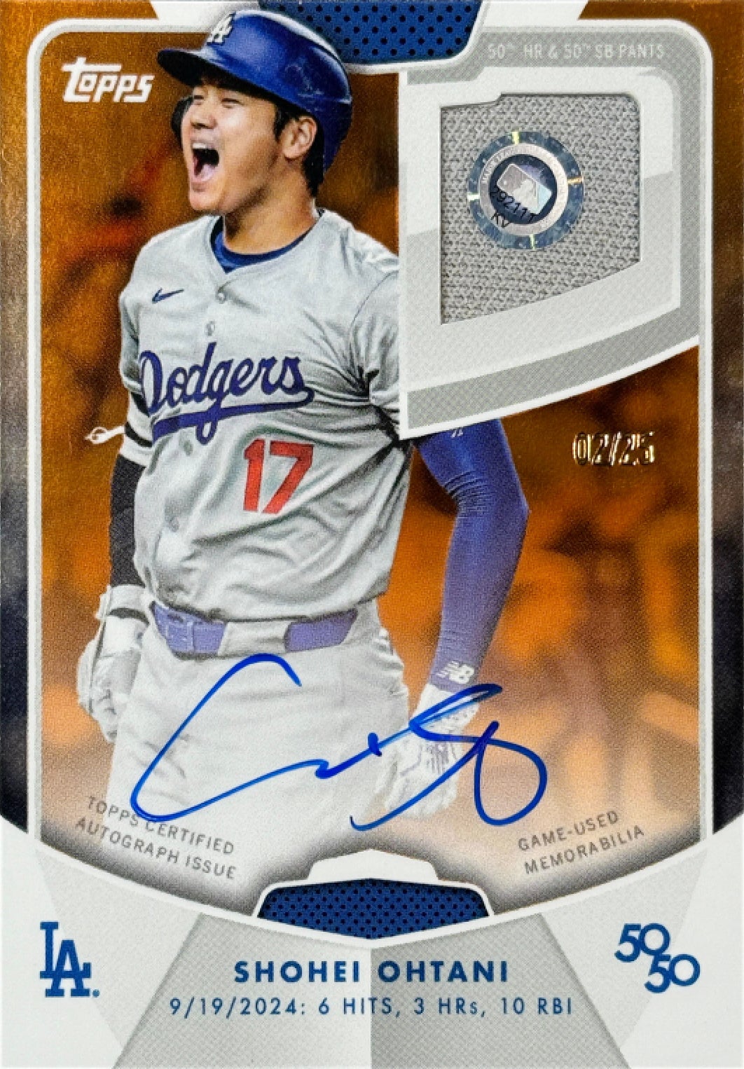 2024 Topps Shohei Ohtani 50/50 signed patch card. 