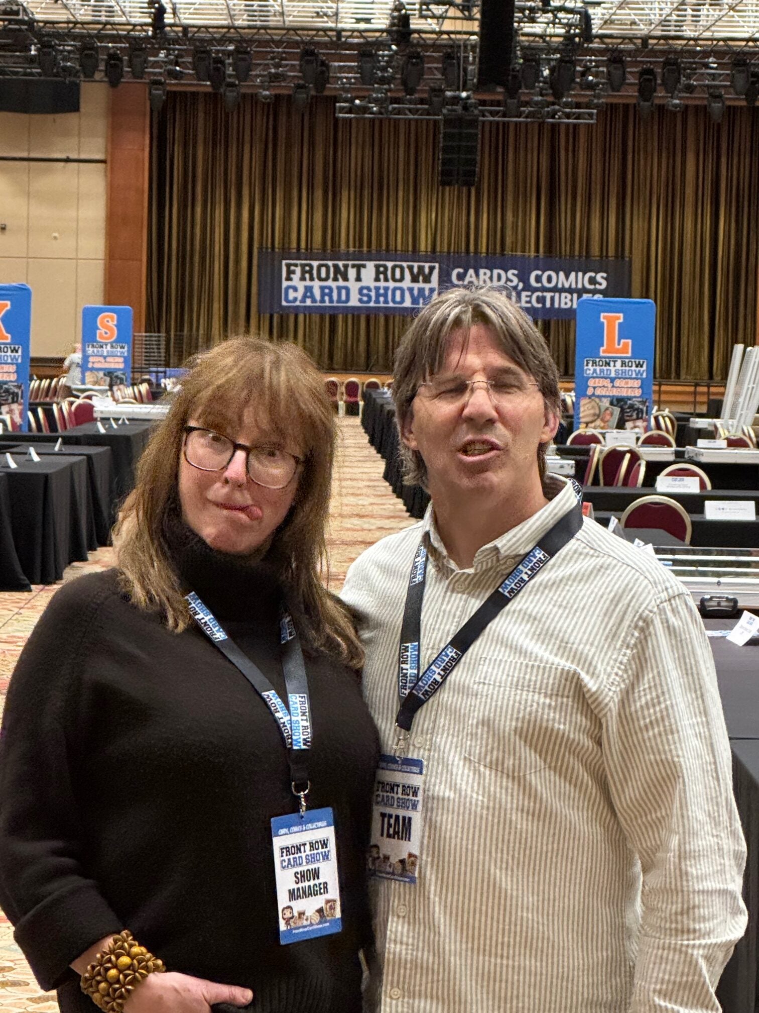 Angela and Dan Bliss don't take things too seriously at Front Row Card Show events. 