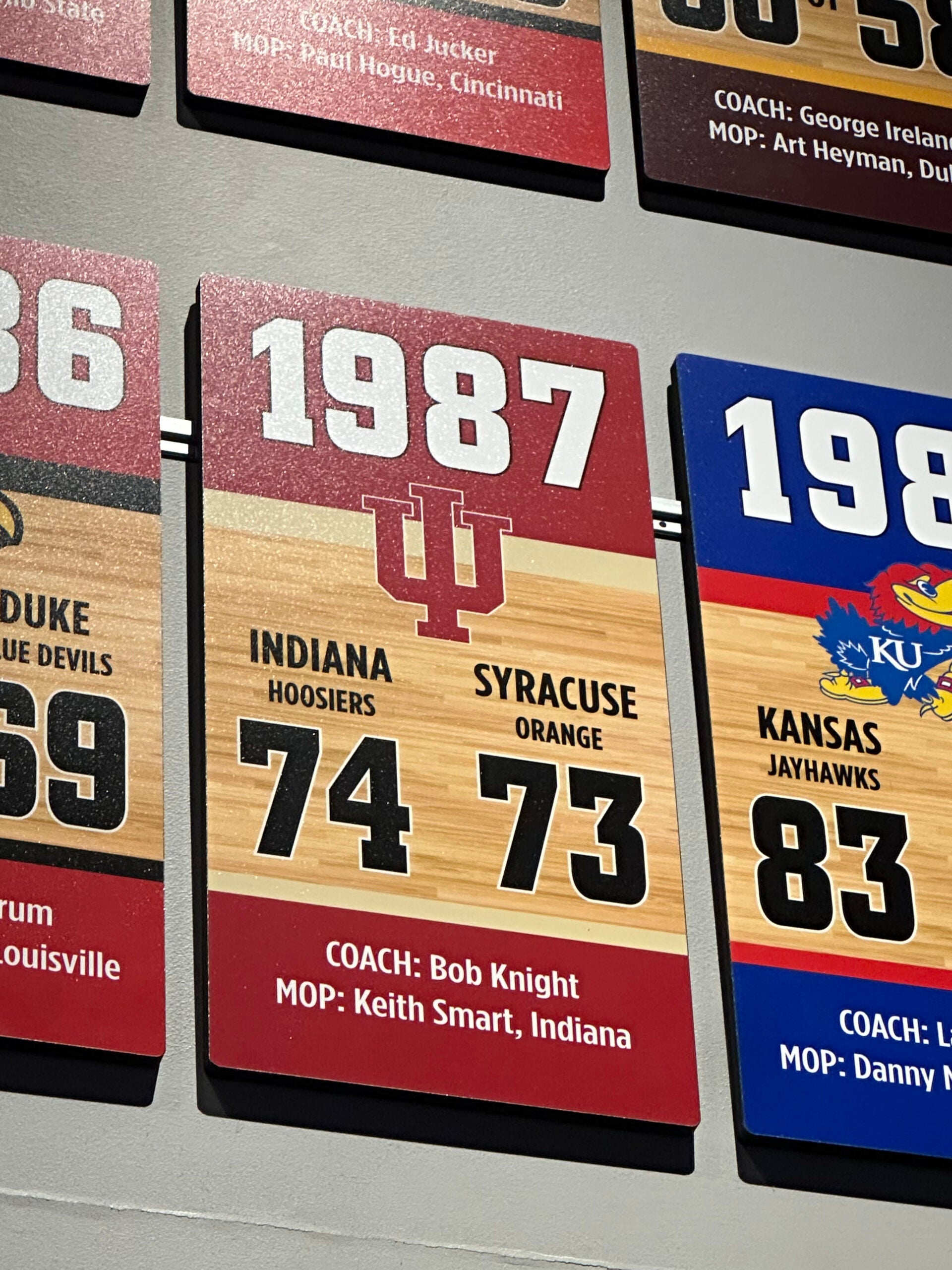 1987 Indiana Hoosiers National Championship plaque at The College Basketball Experience.