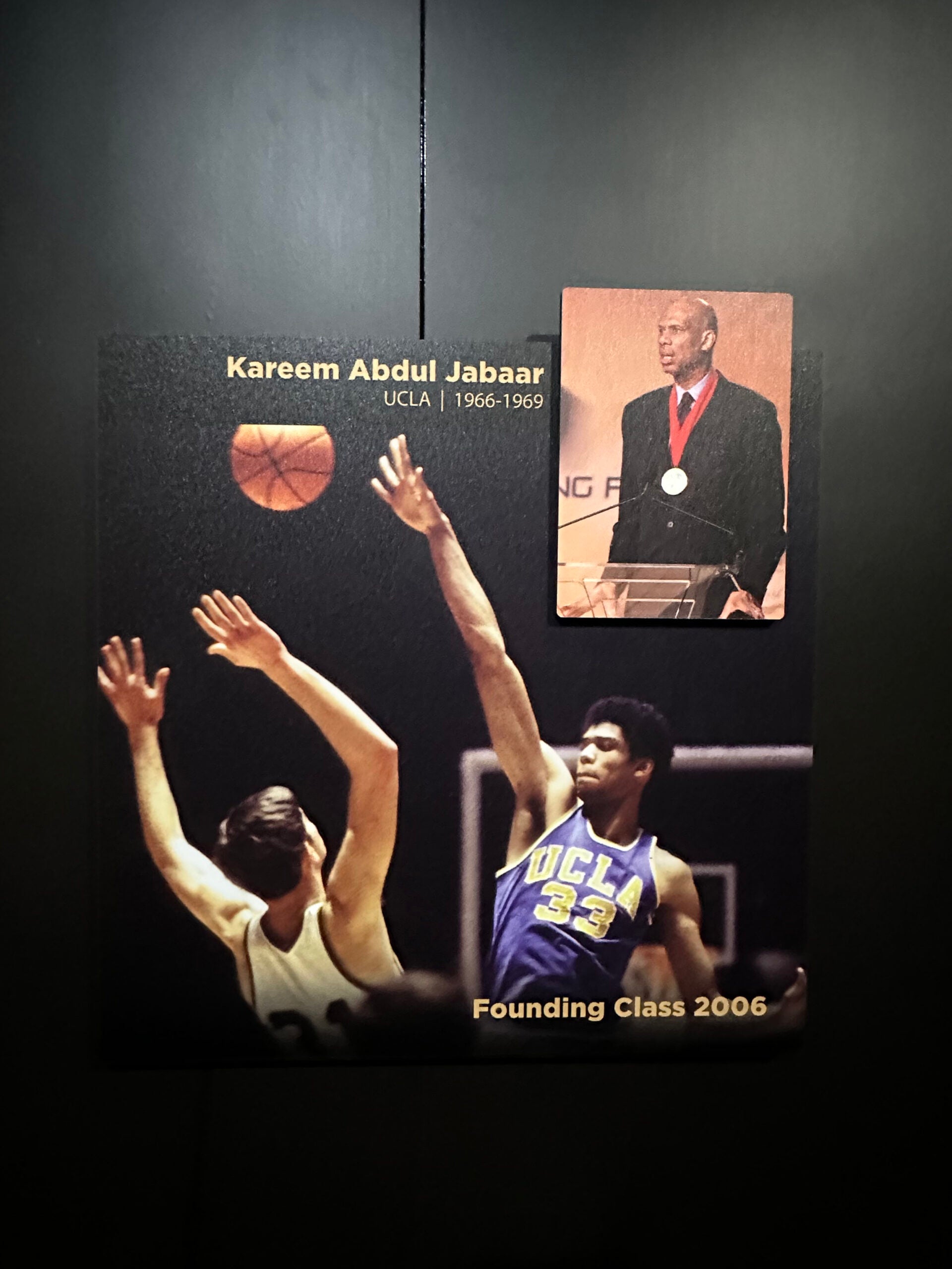 Kareem Abdul-Jabbar exhibit at The College Basketball Experience. 