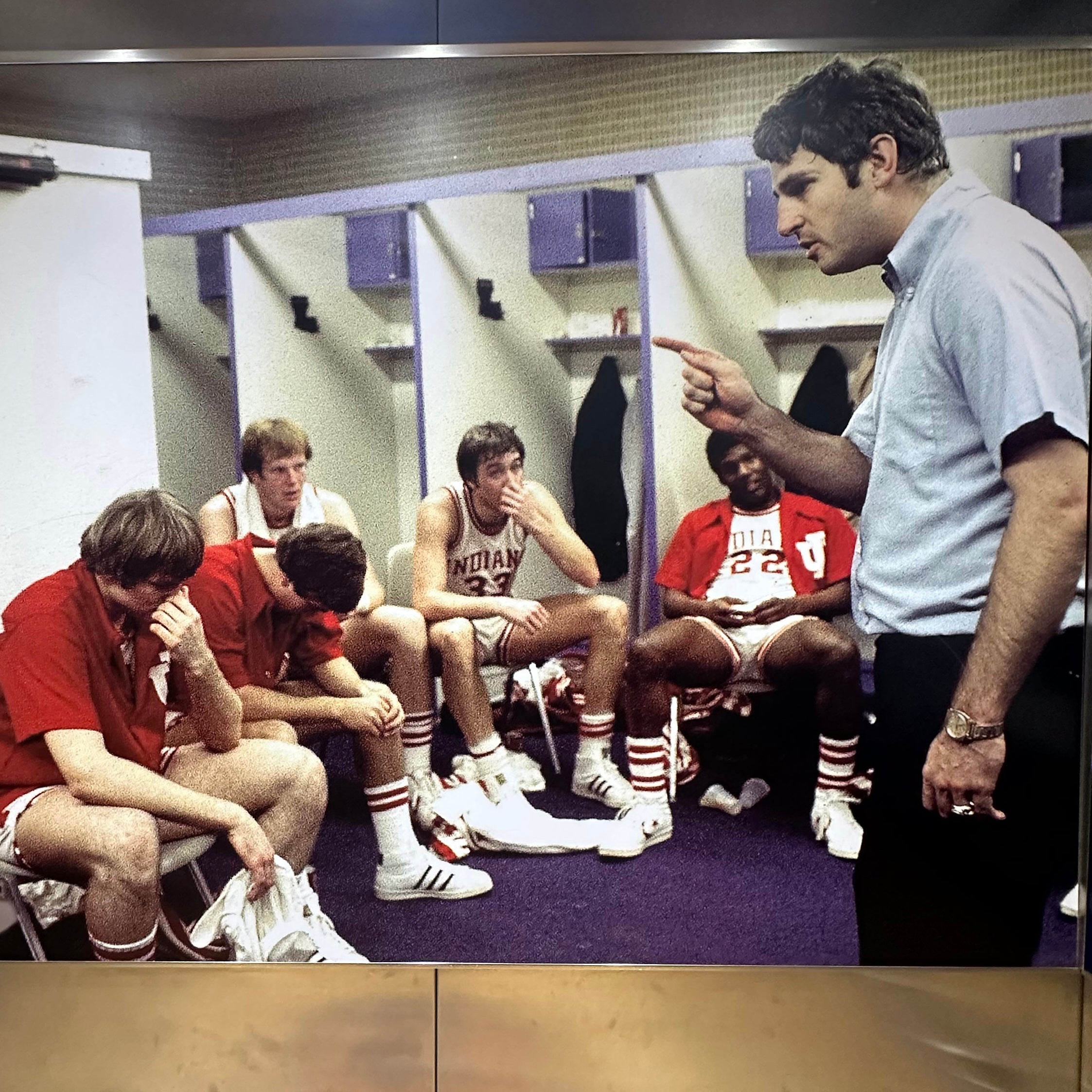 Bobby Knight and Indiana team photo at The College Basketball Experience. 