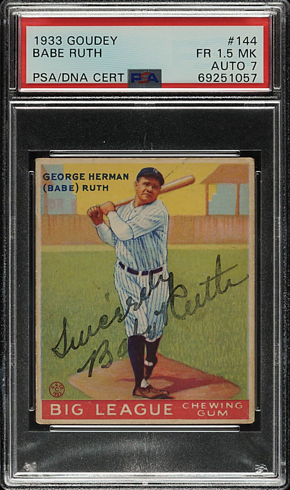 Signed 1933 Goudey Babe Ruth card. 