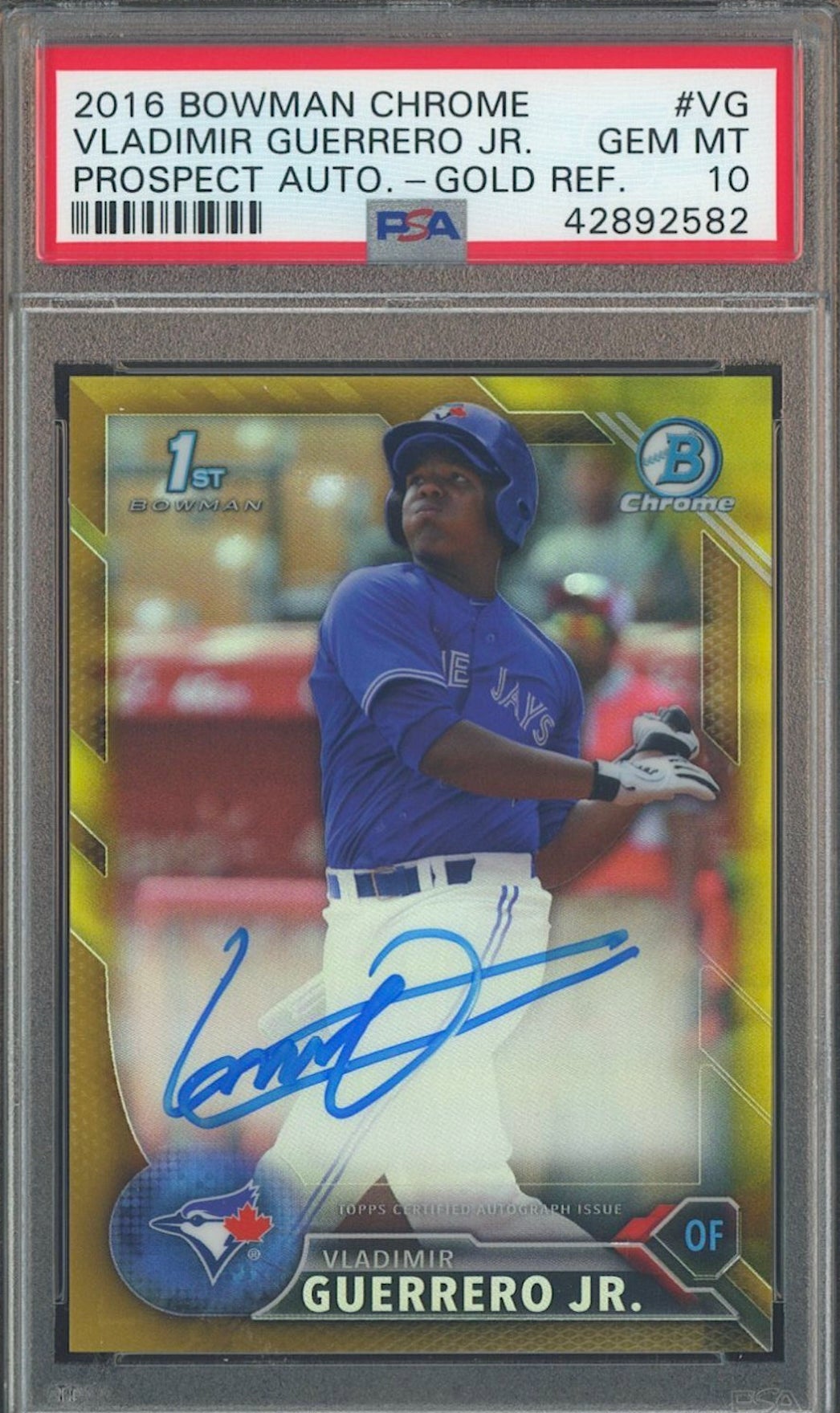 2016 Bowman Chrome Vladimir Guerrero Jr. Gold Refractor. 