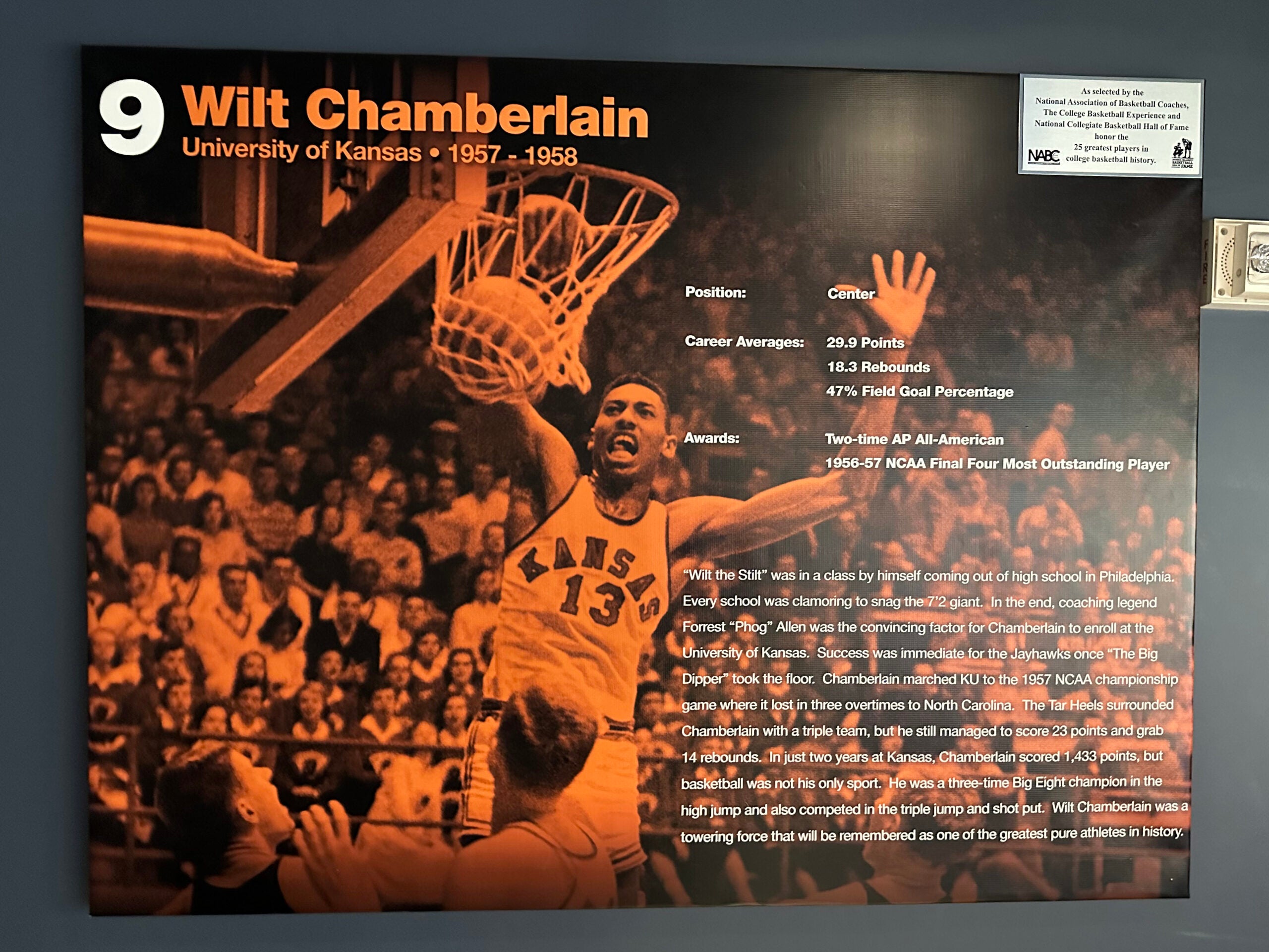 Wilt Chamberlain at The College Basketball Experience. 