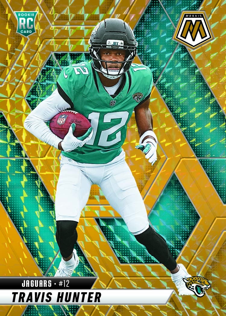 2025 Panini Mosaic NFL Travis Hunter Rookie card. 
