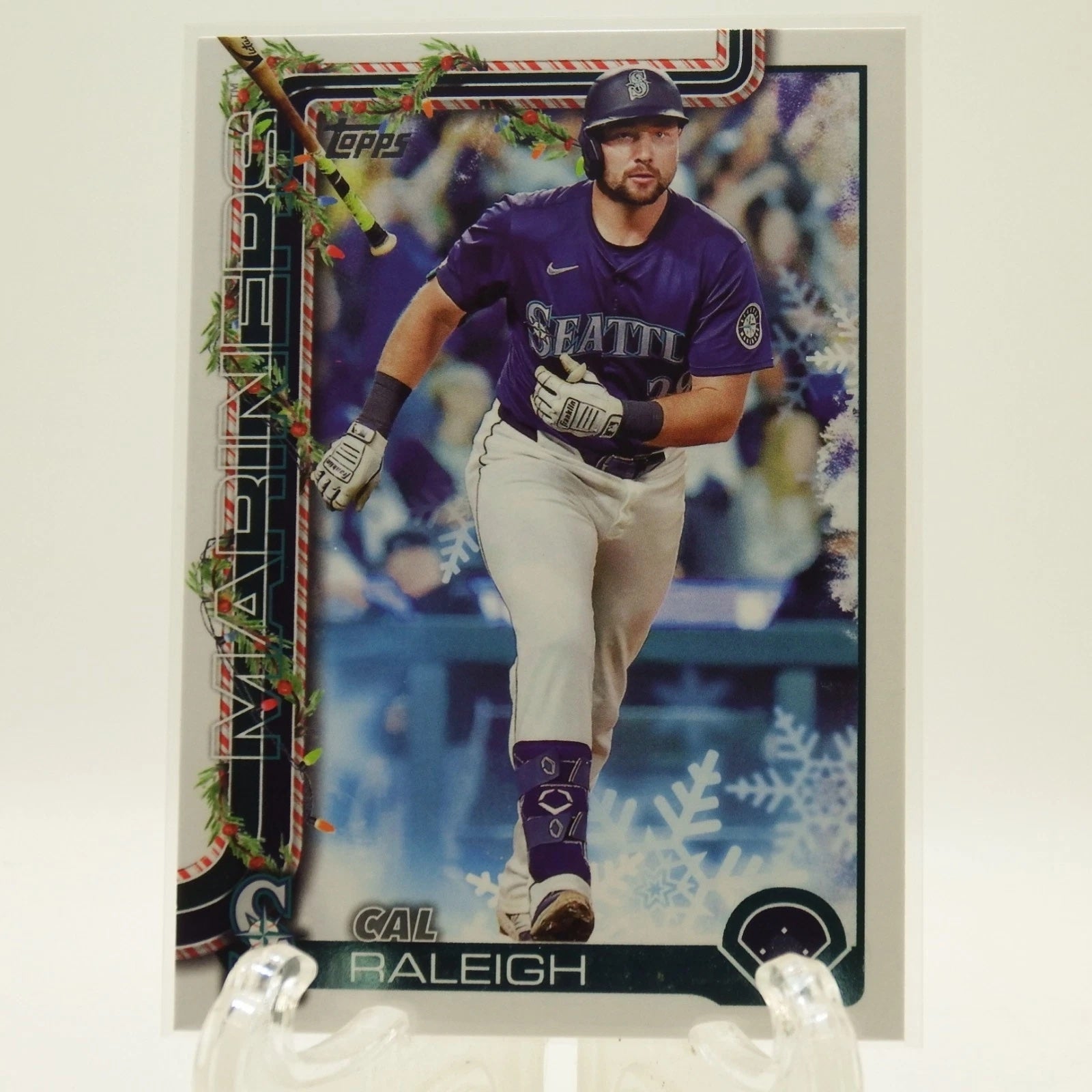 2025 Topps Holiday Baseball Cal Raleigh card. 