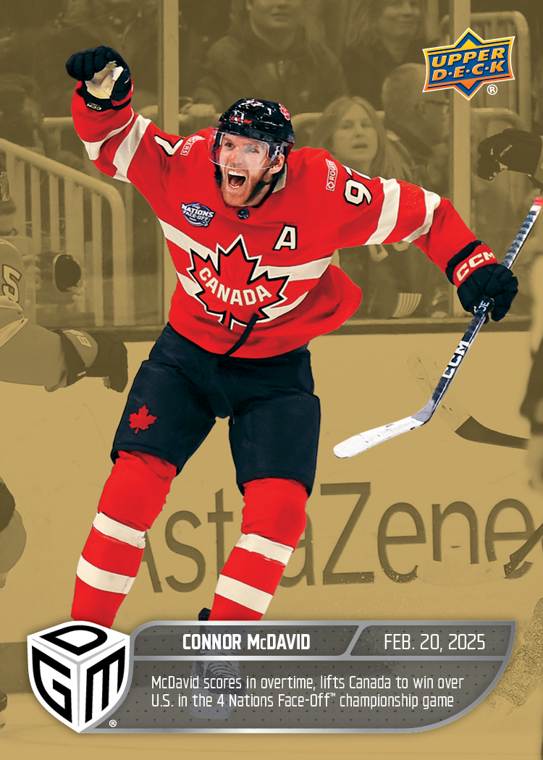 2025 Upper Deck Game Dated Moments Connor McDavid card.