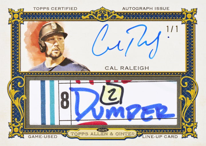 2025 Topps Allen & Ginter Cal Raleigh auto card. 