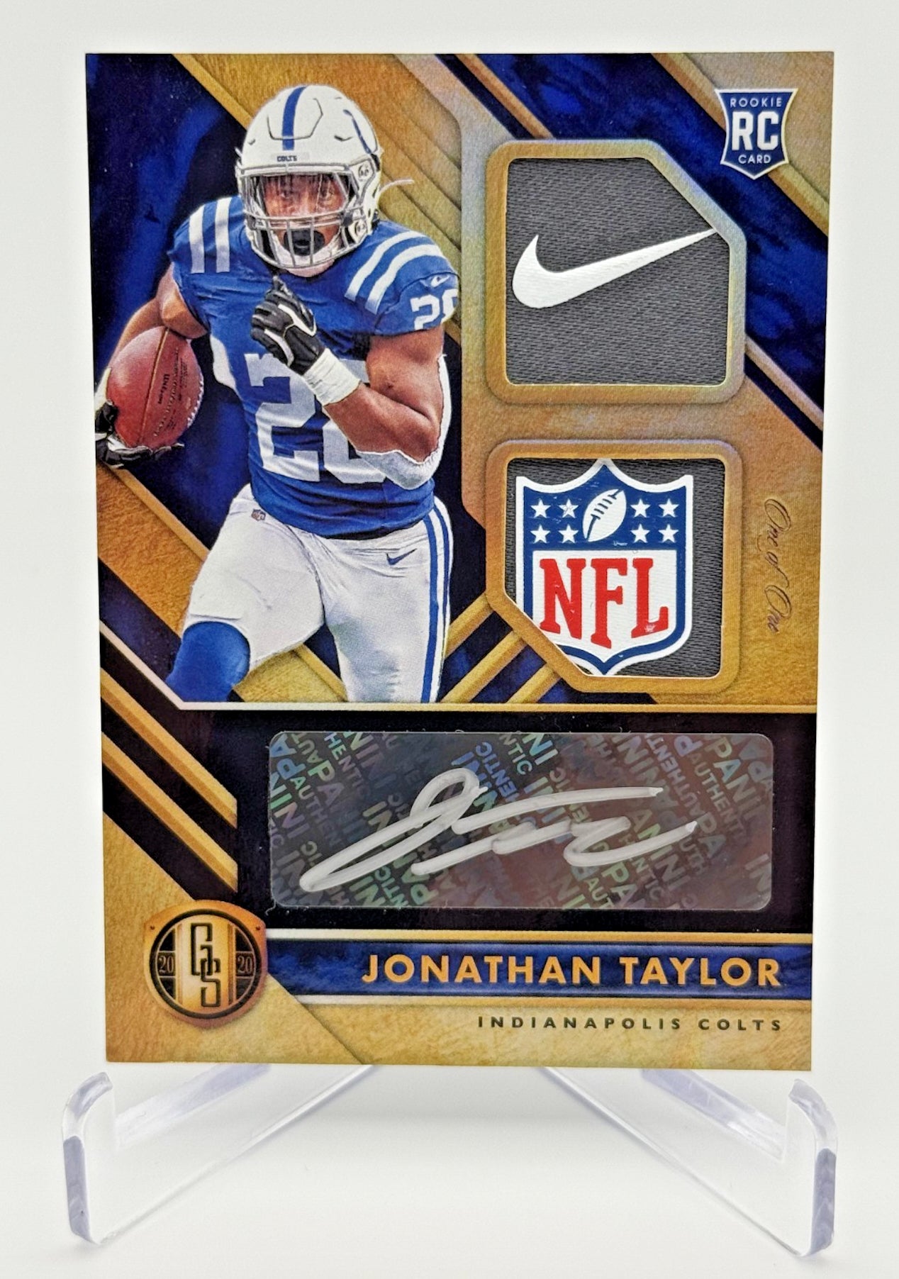 2020 Panini Gold Standard Jonathan Nike Patch Taylor card. 