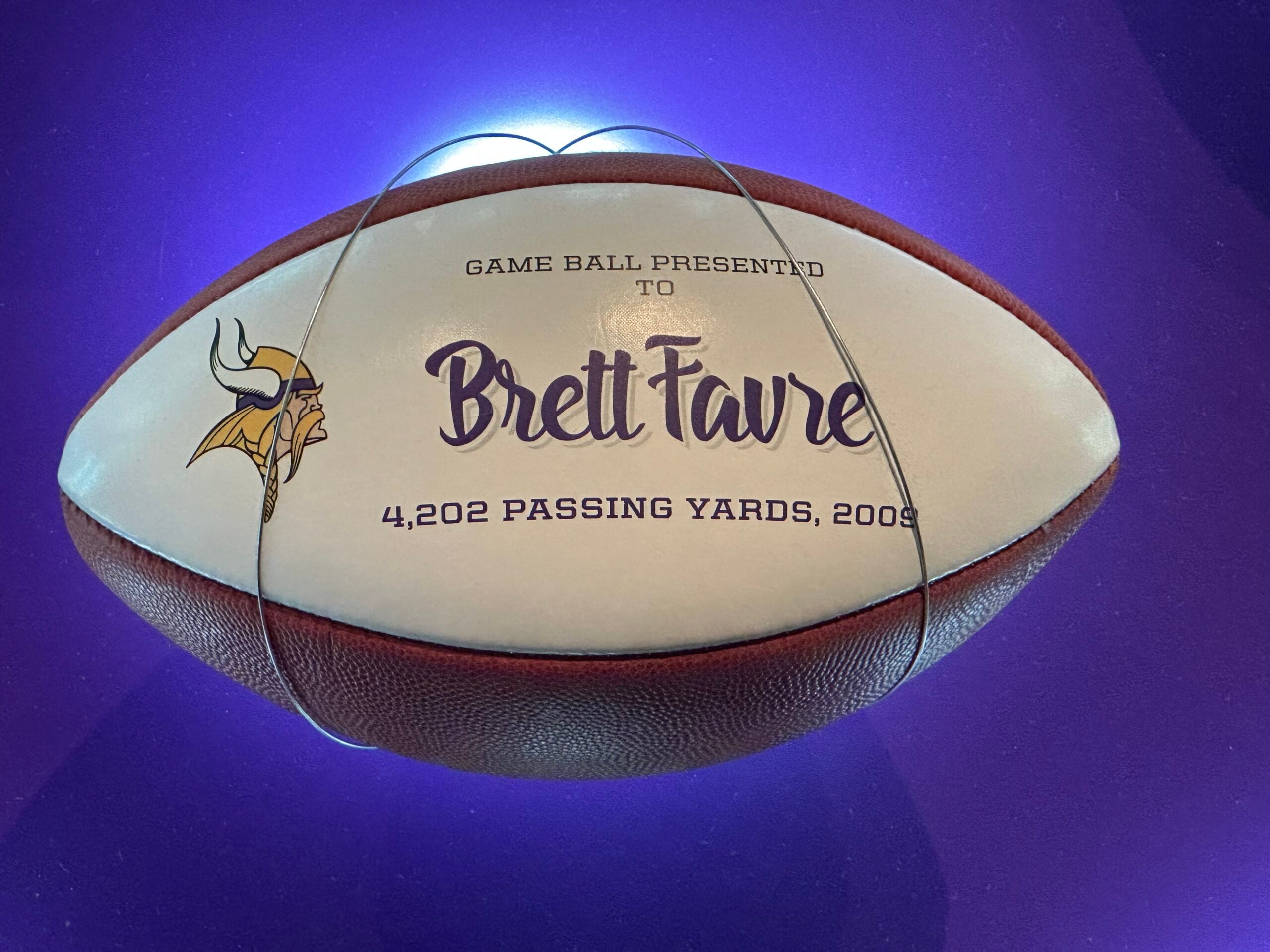 Brett Favre commemorative ball. 