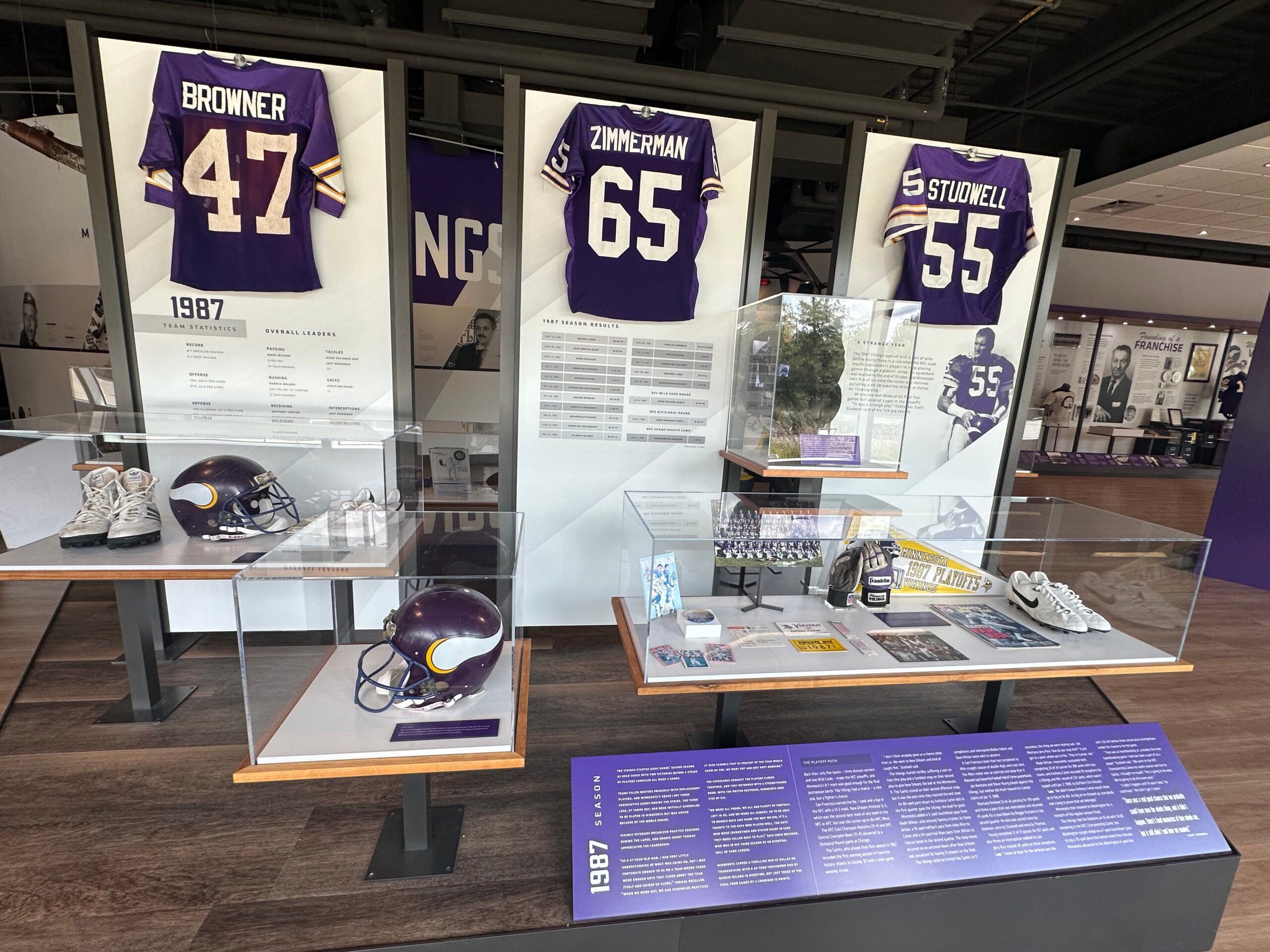 Exhibit of Minnesota Vikings greats at the Minnesota Vikings Museum. 
