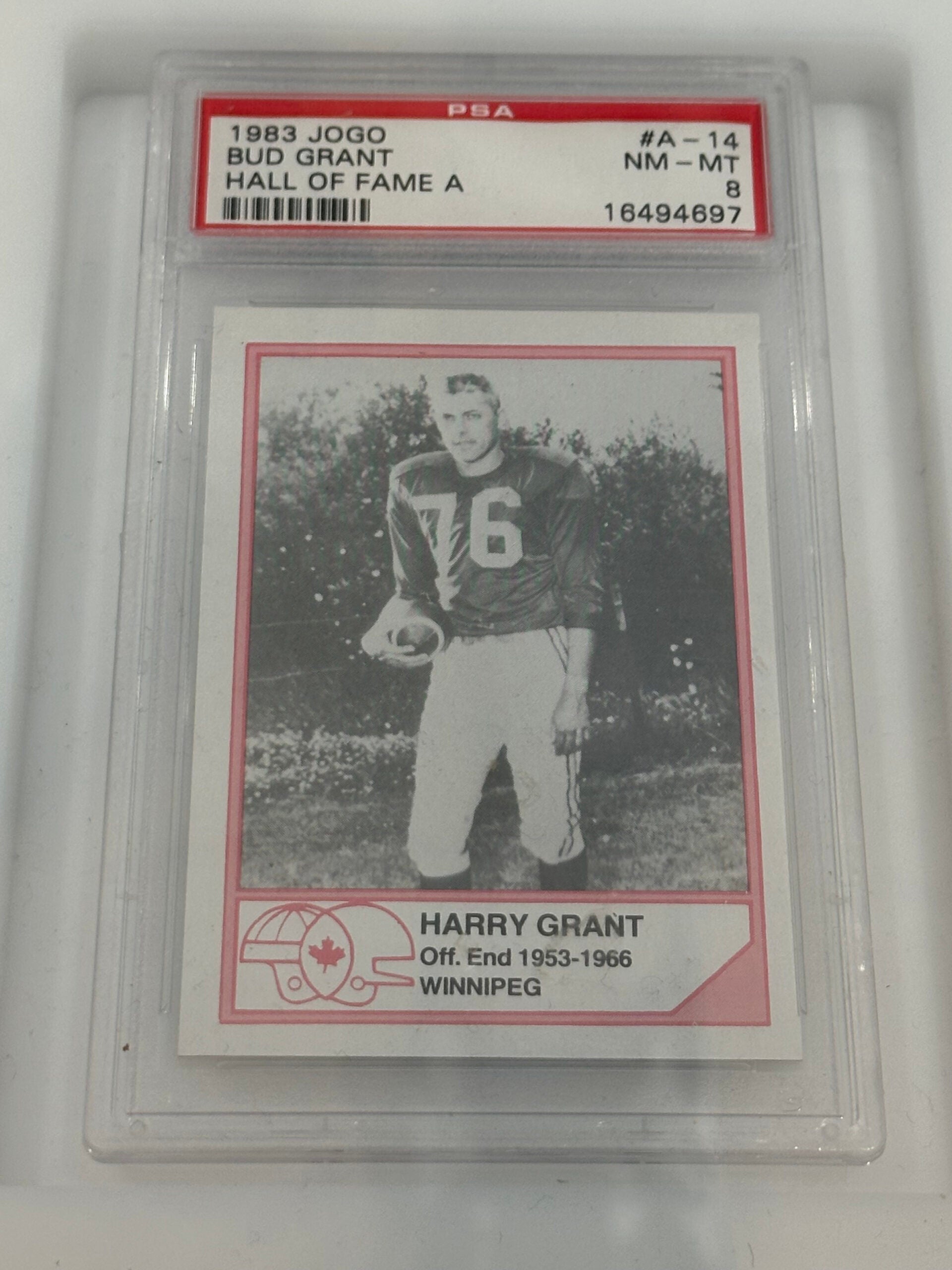 1983 JOGO Bud Grant Hall of Fame card. 