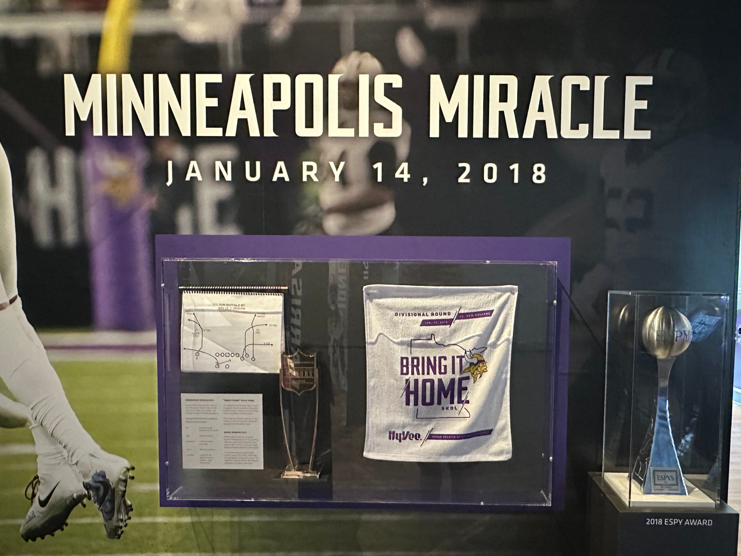 Memorabilia from the Minneappolis Miracle. 