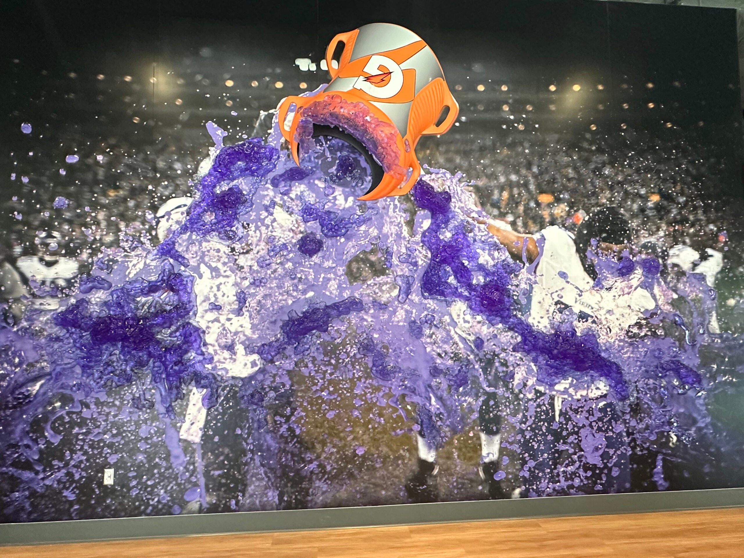 Purple Gatorade splash image at the Minnesota Vikings Museum.