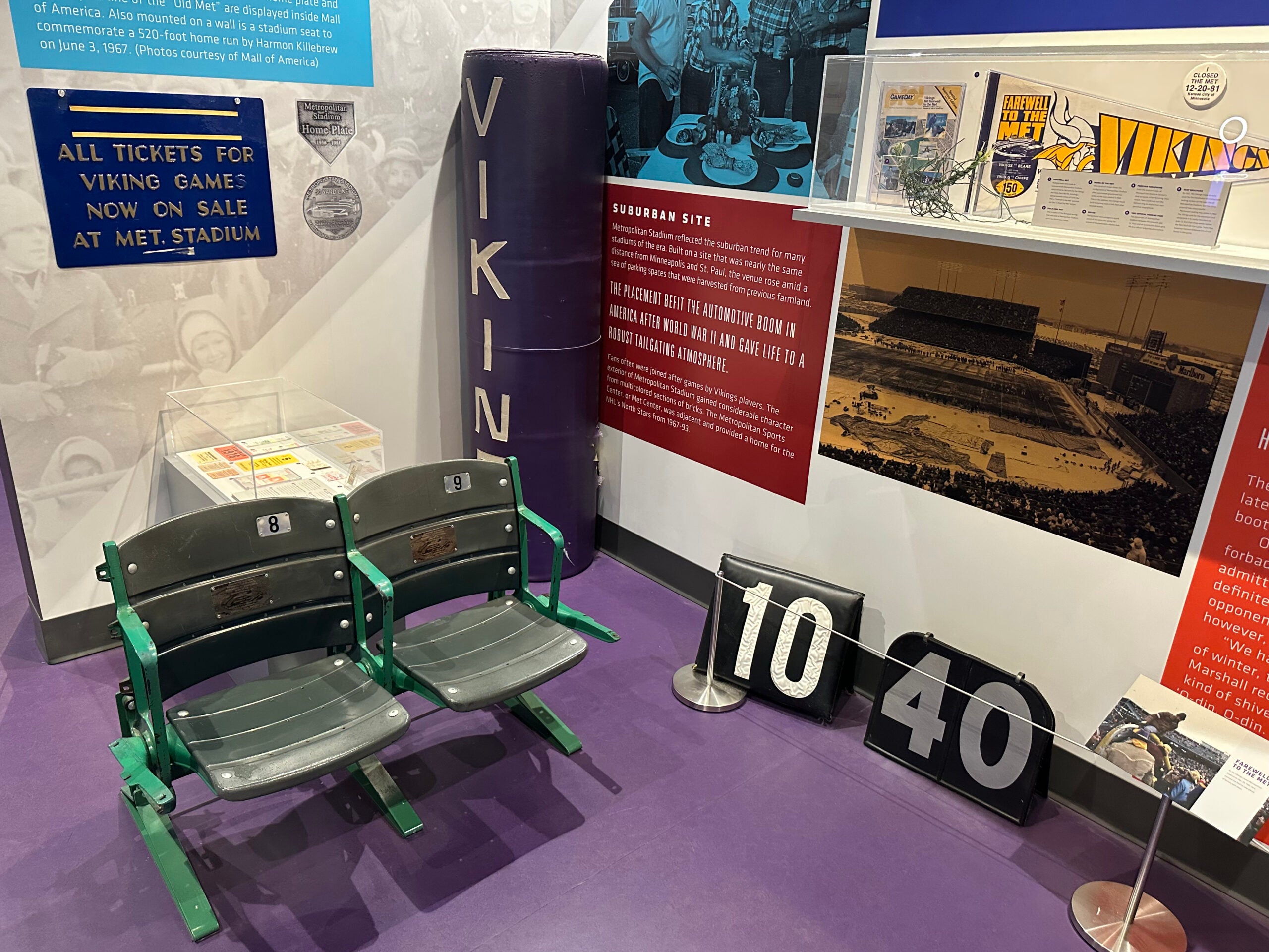 Stadium seats and other memorabilia from the Minnesota Vikings staidums. 