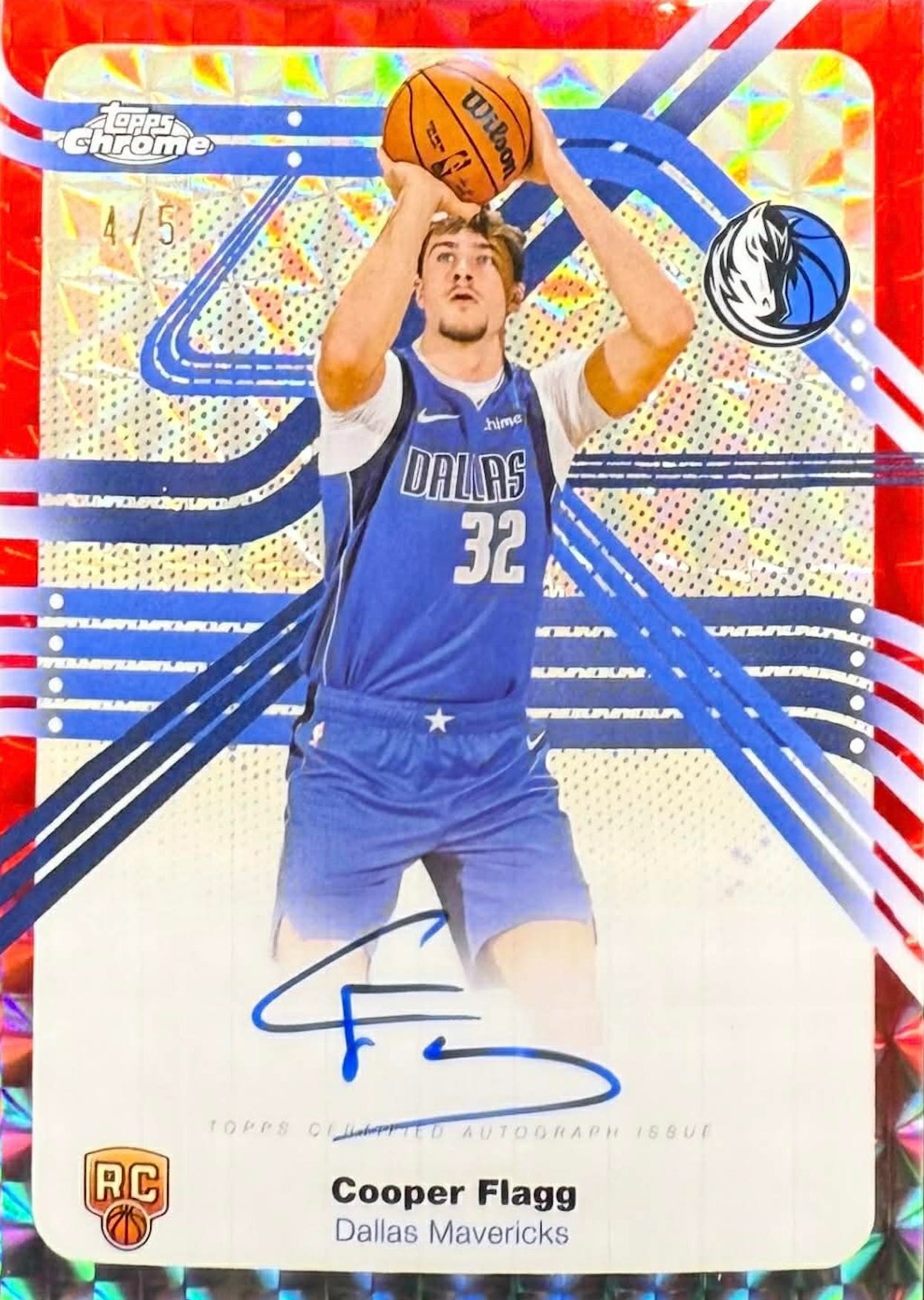 2025-26 Topps Chrome Cooper Flagg Red Refractor.