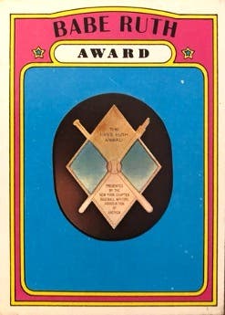 1972 Topps Babe Ruth Award card.