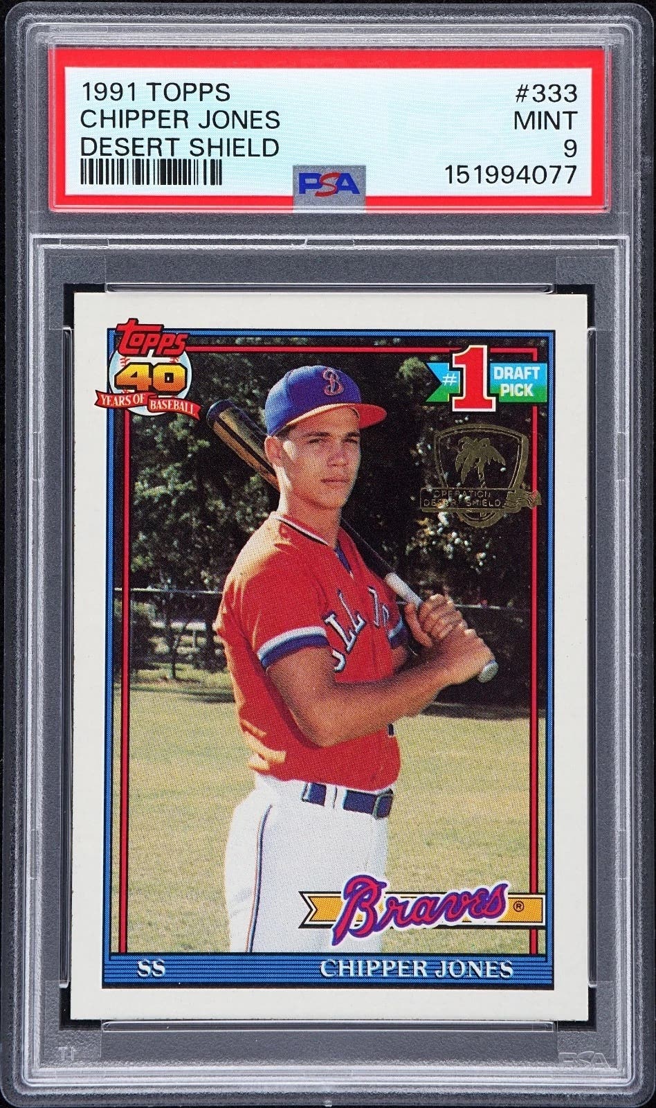1991 Topps Chipper Jones Desert Shield card.