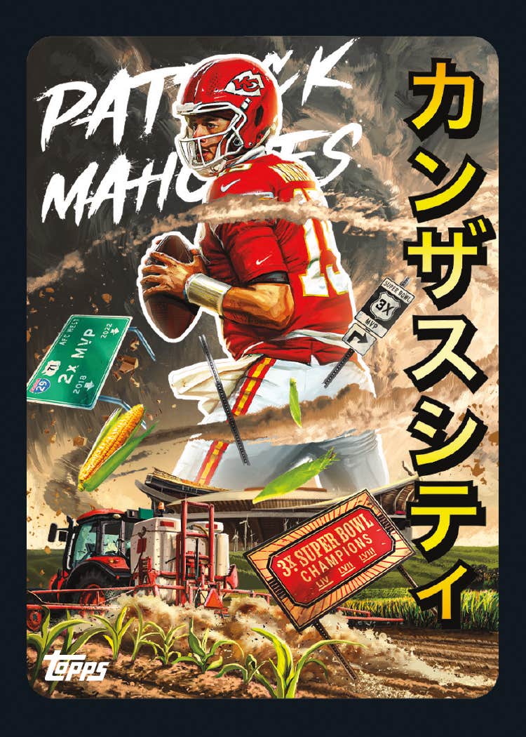 2025 Topps Chrome Patrick Mahomes Kaiju card.