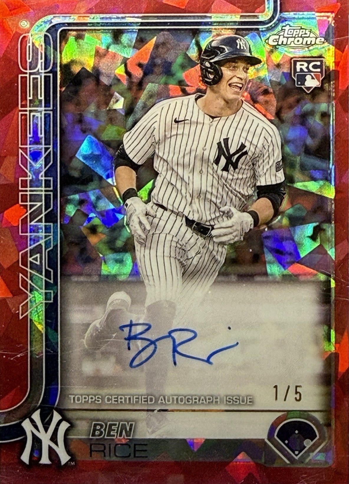 2025 Topps Chrome Sapphire Ben Rice card.