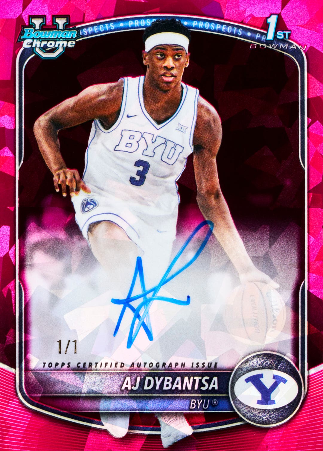 2025-26 Bowman Chrome AJ Dybantsa Rookie Auto card.