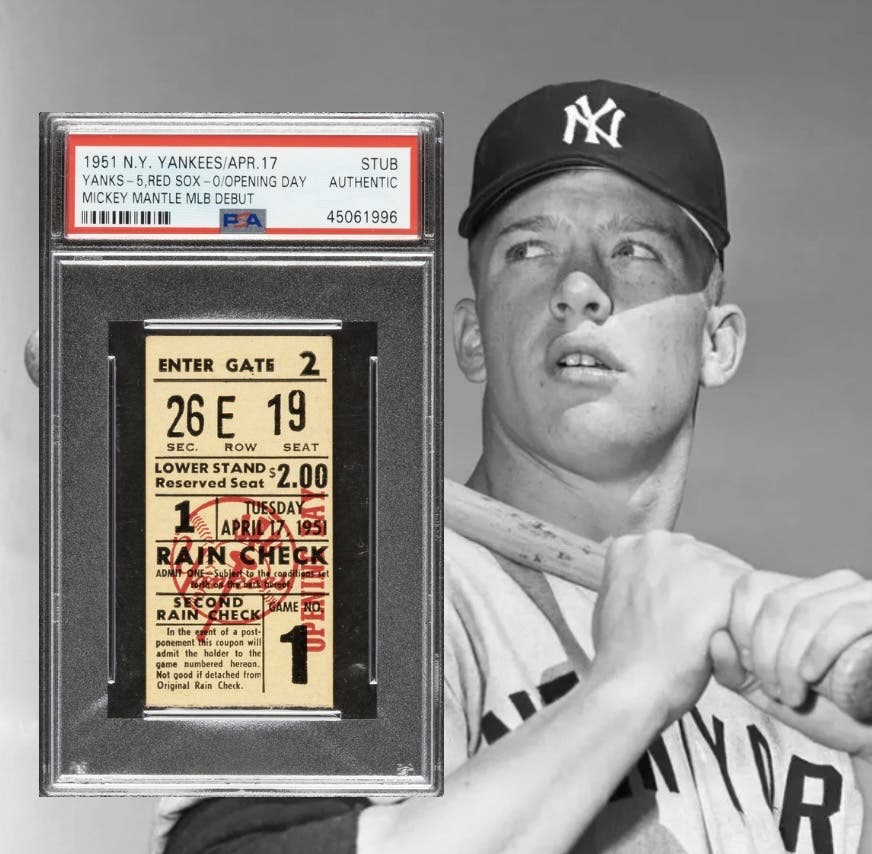 Ticket to MIckey Mantle's MLB debut.