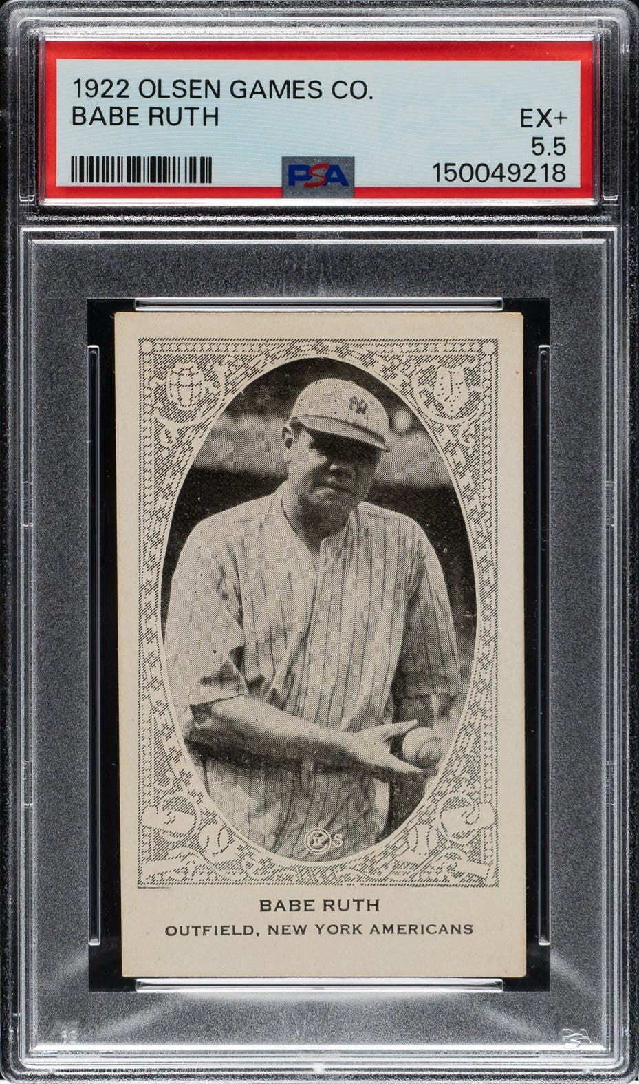 1922 Olsen Games Babe Ruth card.