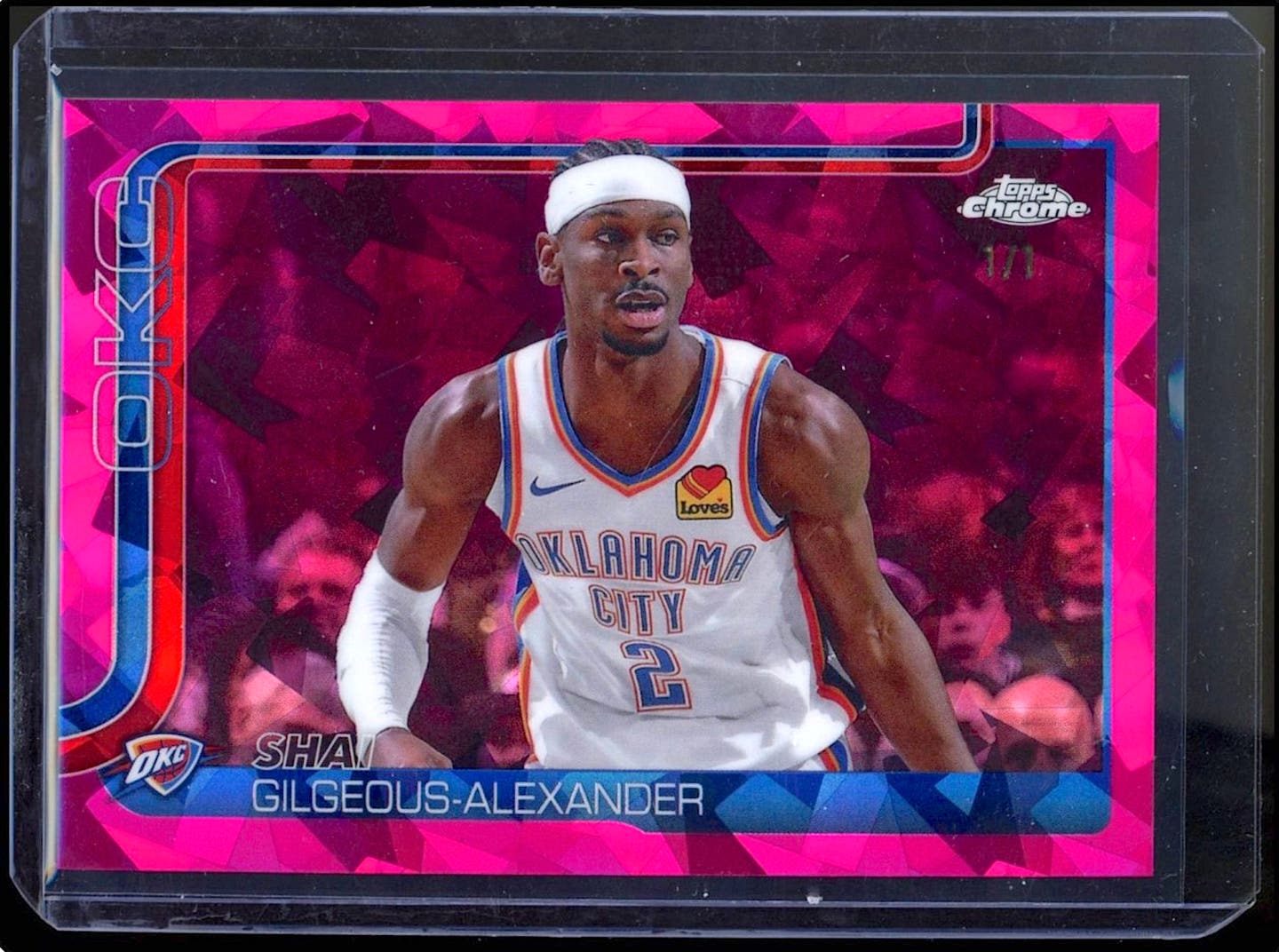 2025-26 Topps Chrome Shai Gilgeouos-Alexander Sapphire Padparadscha Refractor.
