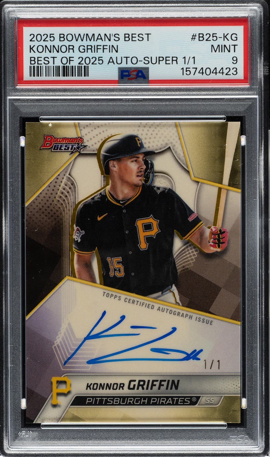 2025 Bowman's Best Konnor Griffin Best of 2025 Autographs Superfractor.