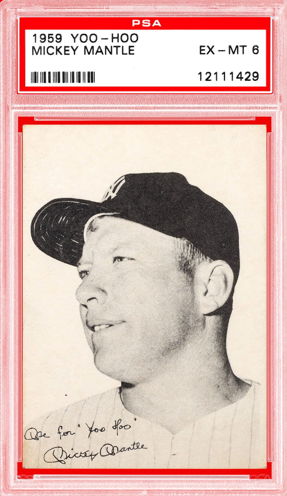 1959 Yoo-hoo Mickey Mantle card.