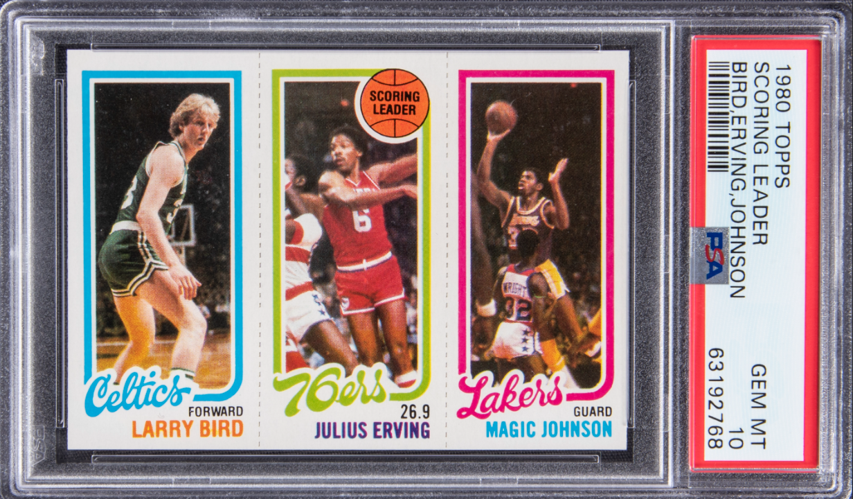 1981-82 Topps Larry Bird/Magic Johnson rookie card. 