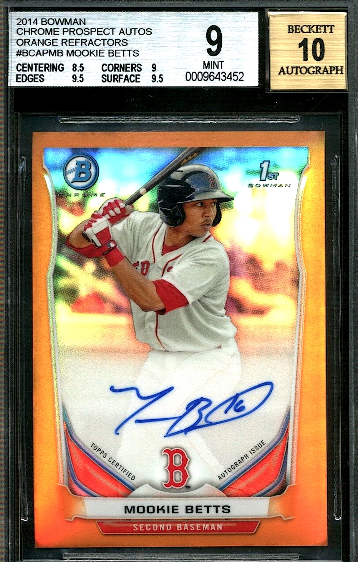 Mookie Betts 2014 Bowman #BCAP-MB Chrome Prospect Auto (1st